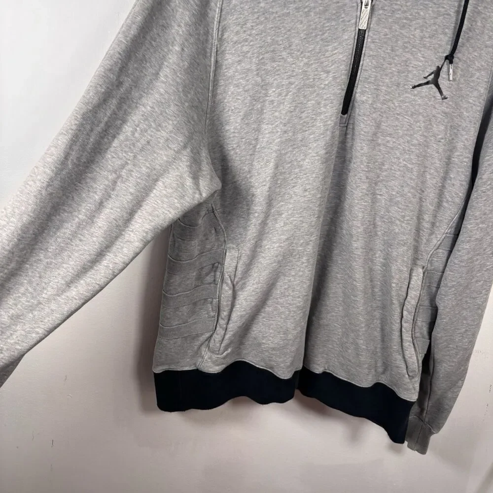 Jordan L Gray 1/2 Zip Hoodie Pullover Athletic Streetwear Black Trim